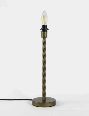 M&S Metal Twisted Table Lamp Base - Antique Brass, Antique Brass