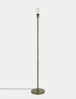 M&S Metal Twisted Floor Lamp Base - Antique Brass, Antique Brass