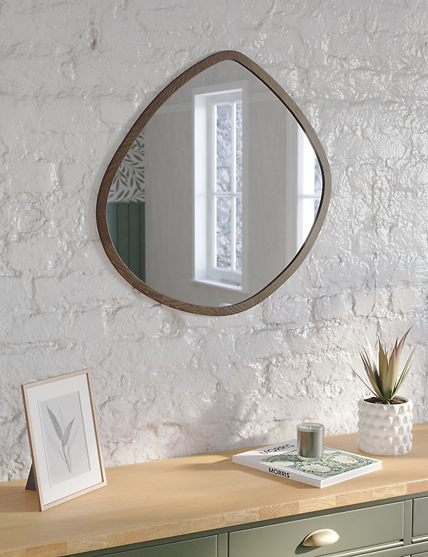 Oak Irregular Hanging Wall Mirror - AL