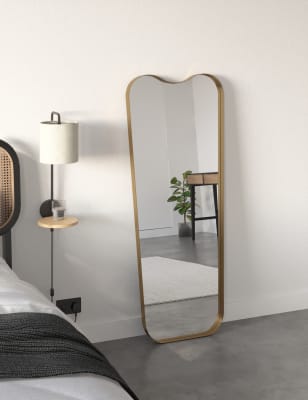 

Curved Floor Standing Mirror - Antique Brass, Antique Brass