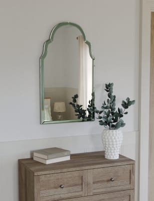 

M&S Collection Madrid Medium Curved Wall Mirror - Light Green, Light Green