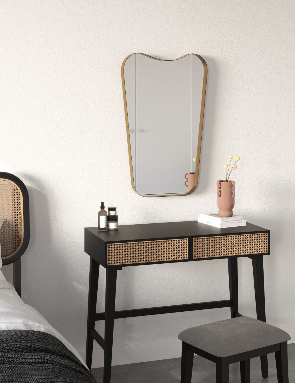Metal Large Curved Hanging Wall Mirror