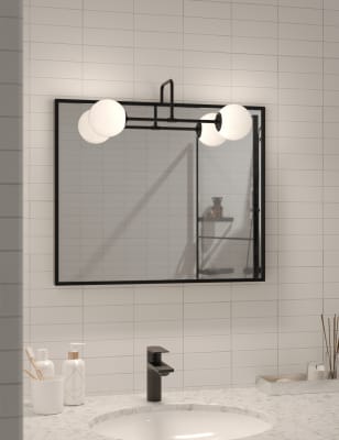 

M&S Collection Espejo de baño con luz de ópalo - Negro, Negro