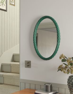 M&S Amelia Oval Hanging Wall Mirror - Green, Green