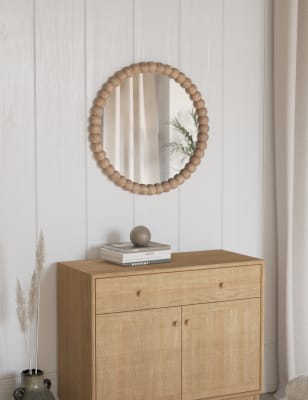 

M&S Collection Wooden Round Bobbin Wall Mirror, Wood