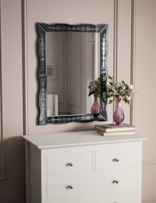 M&S Daphne Etched Wall Mirror - Charcoal, Charcoal