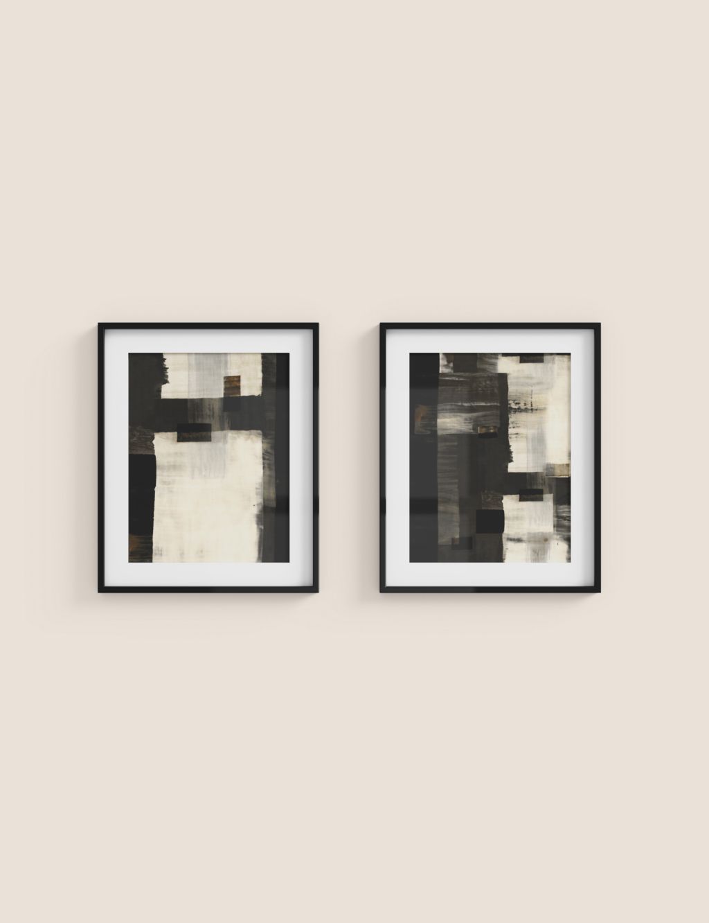 Set of 2 Monochrome Abstract Framed Art image 2