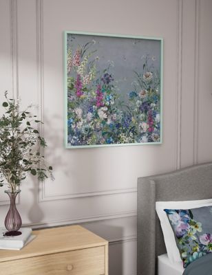 M&S Floral Damask Framed Canvas - Multi, Multi