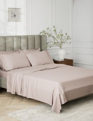 M&S Egyptian Cotton 230 Thread Count Flat Sheet - SGL - Dusted Pink, Dusted Pink,Cream,Ice White,Sil
