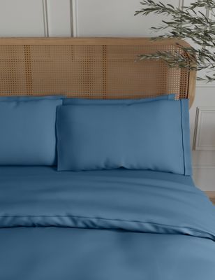 M&S 2pk Egyptian Cotton 230 Thread Count Pillowcases - Slate Blue, Slate Blue,Light Wedgewood,Mink,A