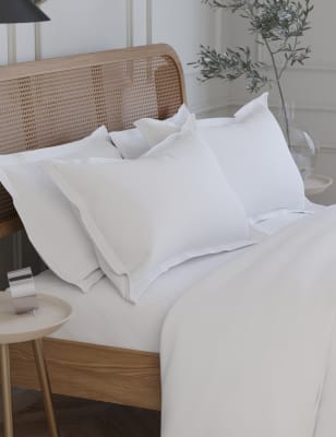 M&S 2pk Egyptian Cotton 230 Thread Count Oxford Pillowcases - Ice White, Ice White,Cream,Midnight Na