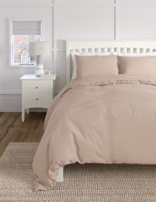 M&S Pure Cotton 180 Thread Count Duvet Cover - DBL - Blush, Blush,White,Silver Grey,Cream,Ochre,Cham