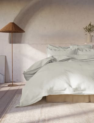 M&S X Fired Earth Washed Cotton Duvet Cover - SGL - Garden Folly, Garden Folly,Charcoal,Storm,Malm,D