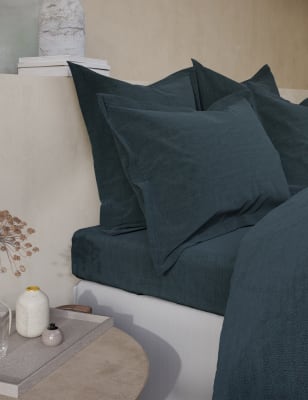 

M&S X Fired Earth Tief geschnittenes Spannbettlaken aus reiner Baumwolle im ausgewaschenen Look - Under The Waves, Under The Waves