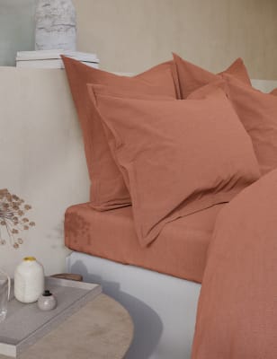 

M&S X Fired Earth Washed Cotton Deep Fitted Sheet - Pompeiian Red, Pompeiian Red