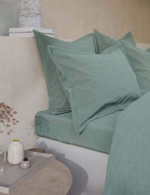 

M&S X Fired Earth Washed Cotton Deep Fitted Sheet - Storm, Storm