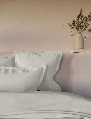 M&S X Fired Earth 2pk Washed Cotton Square Pillowcases - Garden Folly, Garden Folly,Weald Green,Char