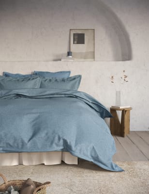 

M&S X Fired Earth Pure Brushed Cotton Twill Bedding Set - Bamyan Blue, Bamyan Blue