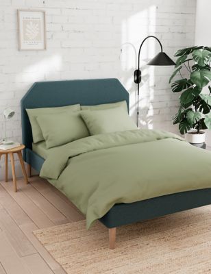 M&S Cotton Rich Bedding Set - 5FT - Soft Green, Soft Green,Ochre,Dove,Sage,Chambray,Silver Grey,Ligh