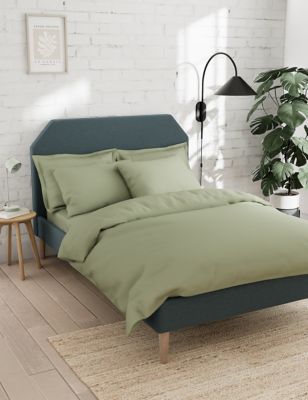M&S Cotton Rich Bedding Set - 5FT - Soft Green, Soft Green,Ochre,Dove,Sage,Silver Grey,Light Cream,N