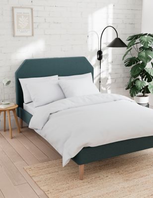 M&S Cotton Rich Bedding Set - DBL - White, White,Soft Green,Dove,Sage,Chambray,Silver Grey,Neutral,D