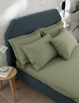 M&S Cotton Rich Fitted Sheet - SGL - Soft Green, Soft Green,Ochre,Khaki,Neutral,Soft Pink,Silver Gre