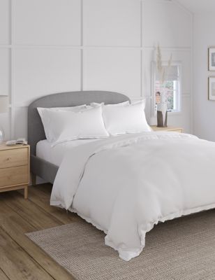 M&S 600 Thread Count Sateen Bedding Set - DBL - White, White