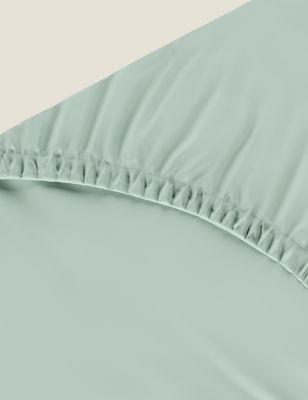 M&S Pure Cotton 300 Thread Count Fitted Sheet - SGL - Duck Egg, Duck Egg