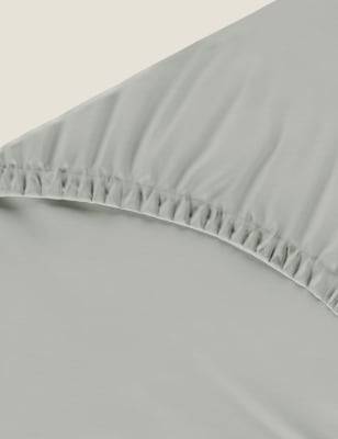 M&S Pure Cotton 300 Thread Count Fitted Sheet - DBL - Light Grey, Light Grey