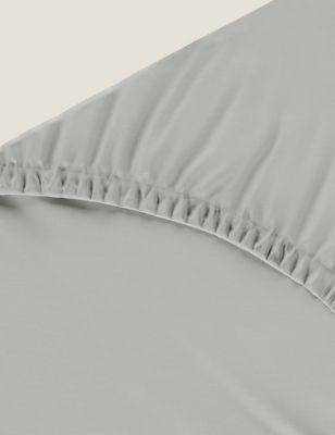 M&S Pure Cotton 300 Thread Count Fitted Sheet - SGL - Light Grey, Light Grey