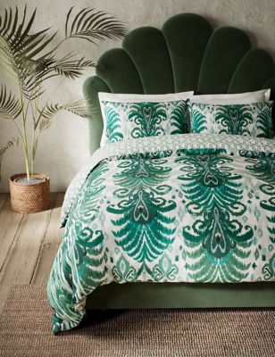 M&S Comfortably Cool Lyocell Rich Ikat Bedding Set - 6FT - Teal Mix, Teal Mix