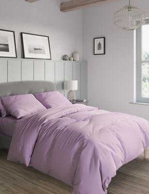 M&S Egyptian Cotton Sateen 400 Thread Count Duvet Cover - SGL - Dusted Mauve, Dusted Mauve,Pearl Gre