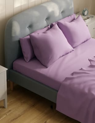 M&S Egyptian Cotton Sateen 400 Thread Count Flat Sheet - 6FT - Dusted Mauve, Dusted Mauve,Pearl Grey