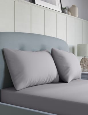 M&S 2pk Egyptian Cotton Sateen 400 Thread Count Pillowcases - Ash Grey, Ash Grey,Duck Egg,White,Pear