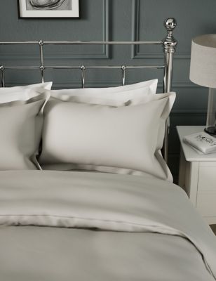 M&S 2pk Egyptian Cotton Sateen 400 Thread Count Oxford Pillowcases - Pearl Grey, Pearl Grey,Duck Egg