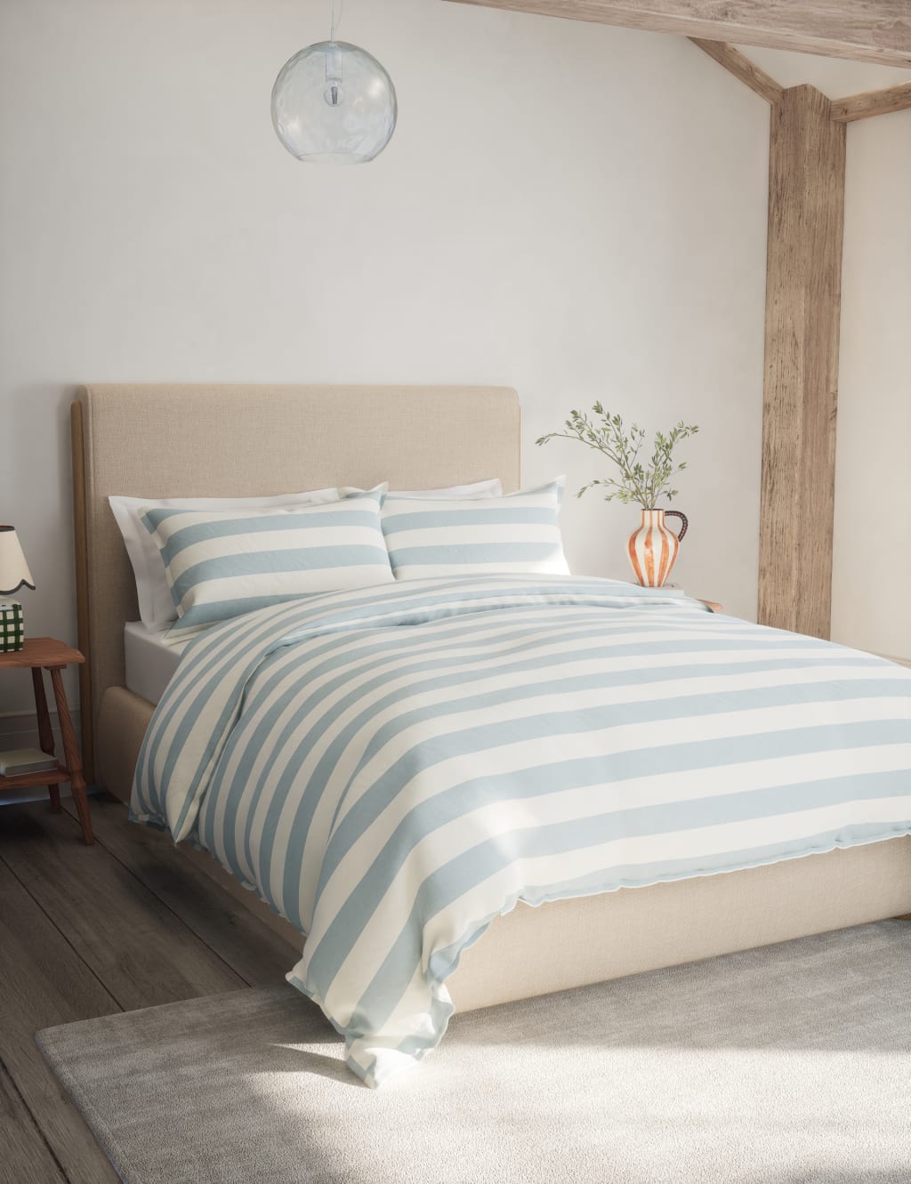 Linen Blend Striped Bedding Set