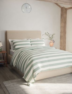 Linen Blend Striped Bedding Set