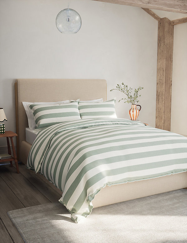 Linen Blend Striped Bedding Set - DE