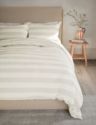 Linen Blend Striped Bedding Set