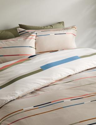 

M&S Collection Ropa de cama de rayas de algodón - Clay, Clay