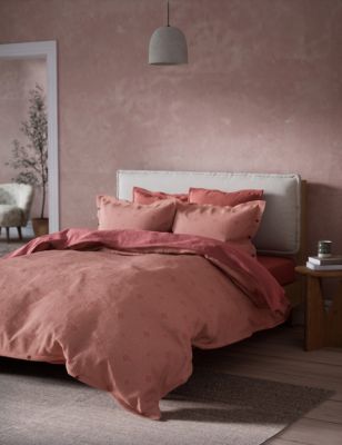M&S X Fired Earth Jaipur Ridhi Pure Cotton Jacquard Bedding Set - 6FT - Dusty Cedar, Dusty Cedar