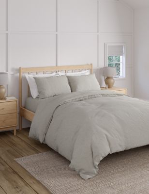 M&S Pure Linen Bedding Set - 6FT - Silver Grey, Silver Grey,White,Natural,Sage,Rich Amber,Soft Pink,