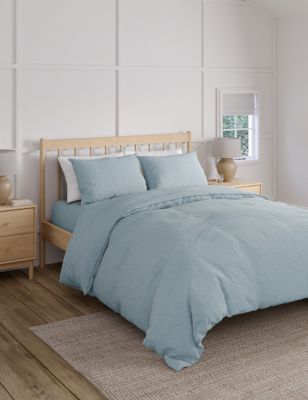 M&S Pure Linen Bedding Set - SGL - Chambray, Chambray,Silver Grey,Rich Amber,Indigo,Soft Pink,Clay,S