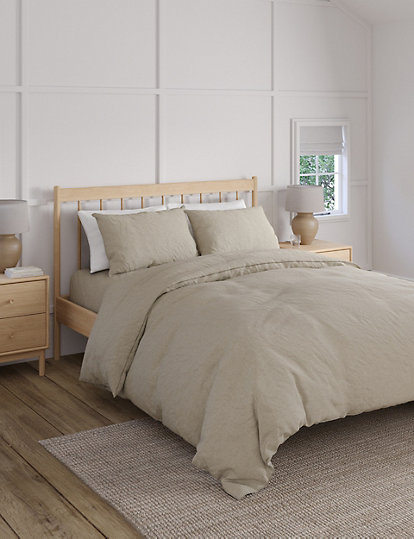 M&S Collection Pure Linen Bedding Set - Sgl - Natural, Natural