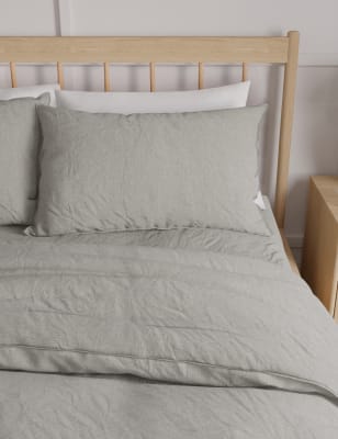 

M&S Collection Pack de 2 fundas de almohada 100% lino - Gris Plata, Gris Plata