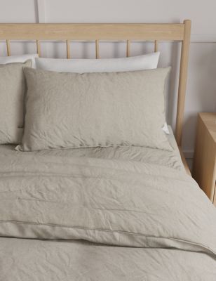 M&S 2pk Pure Linen Pillowcases - Natural, Natural,White,Silver Grey,Chambray,Sage,Rich Amber,Bright 