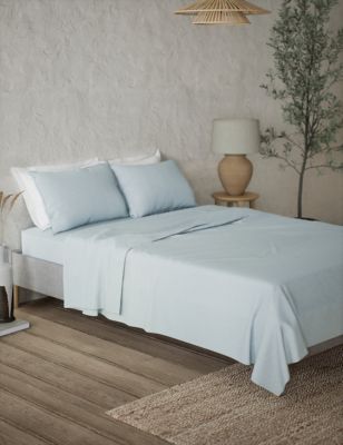 M&S Pure Linen Flat Sheet - DBL - Chambray, Chambray,Soft Pink,Indigo,Natural,White,Silver Grey,Sage