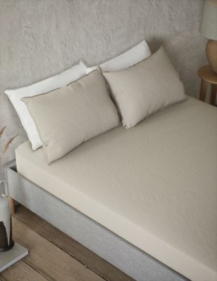 M&S Pure Linen Flat Sheet - 5FT - Natural, Natural,White,Chambray,Silver Grey,Sage,Soft Pink,Bright 