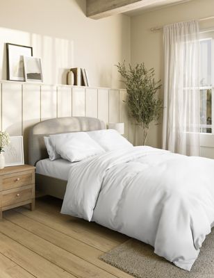 M&S Pure Cotton Striped Bedding Set - 6FT - White, White
