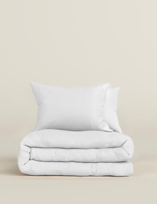 Marks and Spencer Pure Cotton Striped Bedding Set - SGL - White, White